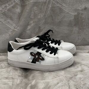 Black and White Minimalist Sneakers with Embellishments